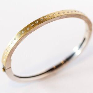 Rene Escobar 2.5MM MIXED METAL ADAM BANGLE WITH DIAMONDS